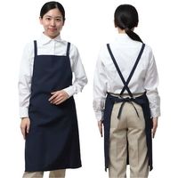 岡潮 ポケット付き胸あてエプロン (ポリエステル100%) 8101 濃紺色 1着 612-6113（直送品）