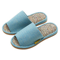 【スリッパ】オクムラシャンブレーカラーネップ外縫いスリッパ Ｌ ブルー 1足（直送品）