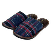 【スリッパ】オクムラタータンチェック　ボアスリッパ　Lサイズ　ネイビー 1足（直送品）