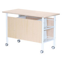 【軒先渡し】林製作所 収納付きハイテーブル 幅1500×奥行750×高さ1000mm ナチュラル×ホワイト 1台（直送品）