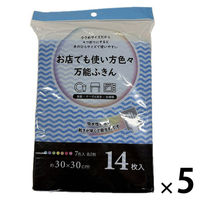 お店でも使い方色々万能ふきん 食器・テーブル拭き・お掃除 7色入 各2枚 1セット（1パック（14枚入）×5）オカザキ