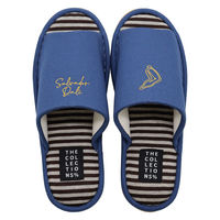 【スリッパ】オクムラ 西洋絵画刺繍外縫い L ネイビー（直送品）