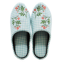 【スリッパ】オクムラ 小花ギンガムチャールス M グリーン（直送品）