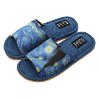 【スリッパ】オクムラ ゴッホ西洋絵画スリッパ L ネイビー（直送品）