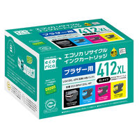 エコリカ ブラザー LC412XL-4PK 対応 リサイクルインク ECI-BR412XL-4P 1台（直送品）