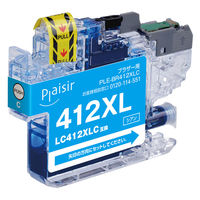 プレジール LC412XLC互換(顔料シアン)インクカートリッジ PLE-BR412XLC 1台（直送品）