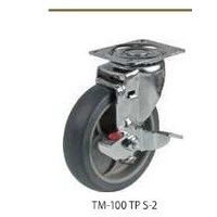 ナンシン 一般キャスター自在ストッパー付タイプ 100mmゴム・グレー車輪付 TMー100mmSー2 1セット(25個)（直送品）