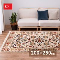 萩原 エスニックデザインのトルコ製 畳めるウィルトンラグ RAKKAS ジュマ 2000×2500mm ベージュ 240631102 1枚（直送品）