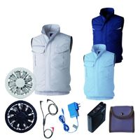 空調服 空調服(R)ベスト/シルバー/4L+ 空調服(R) スターターキット KU92354/SILVER/4L +SKSP02G 1セット（直送品）