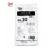 レジ袋（乳白）バイオマスポリエチレン25%入り 30号 No30 1セット(1000枚：100枚入×10)