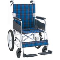 マキテック アルミ製ノーパンク車椅子 介助式 ネイビーチェック a25466 1個