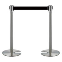 セーフラン安全用品 ステンレススタンドバリケード(U型ベース) ベルト黒2m 【2台セット】 C0200-2BK 1セット(2台入)（直送品）