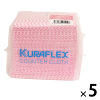カウンタークロス コンパクト 薄手 約25cm×25cm レーヨン・ポリエステル ピンク（1パック（75枚入）×5）オザックス