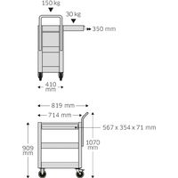 STAHLWILLE 3段サービスツールトロリー 引き出し1段付 キ W714×L410×H1070 耐荷重150kg 612ST 1台（直送品）