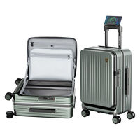 スーツケース フロントオープン・拡張・ストッパー付き【NT-XB0501】 NT-XB0501 ミッドナイトグリーン M 1台（直送品）