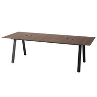 プラス ダイニングワークテーブルライト 幅2400×奥行1000×高さ720mm ウォルナット天板 1台（4梱包）