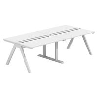 【軒先渡し】LASHデスク ラッシュホールレッグ 幅2400×奥行1200×高さ720mm ホワイト天板/ホワイト脚 1台（直送品）