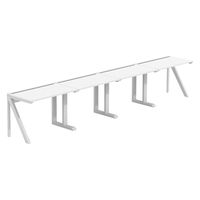 【軒先渡し】LASHデスク ラッシュハーフレッグ 幅4000×奥行600×高さ720mm ホワイト天板/ホワイト脚 1台（直送品）