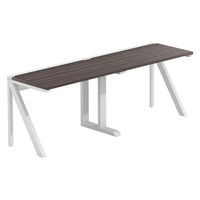 【軒先渡し】LASHデスク ラッシュハーフレッグ 幅2000×奥行600×高さ720mm ダークアッシュ天板/ホワイト脚 1台（直送品）