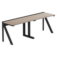 【軒先渡し】LASHデスク ラッシュハーフレッグ 幅2000×奥行600×高さ720mm オーク天板/ブラック脚 1台（直送品）