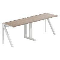 【軒先渡し】LASHデスク ラッシュハーフレッグ 幅2000×奥行600×高さ720mm オーク天板/ホワイト脚 1台（直送品）