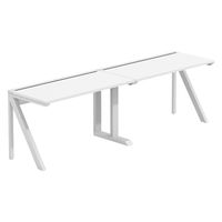 【軒先渡し】LASHデスク ラッシュハーフレッグ 幅2400×奥行600×高さ720mm ホワイト天板/ホワイト脚 1台（直送品）