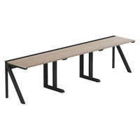 【軒先渡し】LASHデスク ラッシュハーフレッグ 幅3000×奥行600×高さ720mm オーク天板/ブラック脚 1台（直送品）