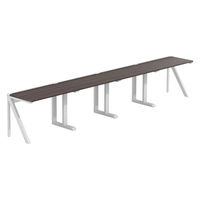 【軒先渡し】LASHデスク ラッシュハーフレッグ 幅4000×奥行600×高さ720mm ダークアッシュ天板/ホワイト脚 1台（直送品）