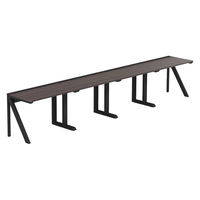 【軒先渡し】LASHデスク ラッシュハーフレッグ 幅4000×奥行600×高さ720mm ダークアッシュ天板/ブラック脚 1台（直送品）