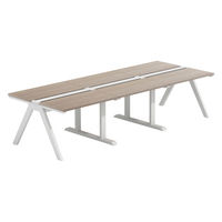 【軒先渡し】LASHデスク ラッシュホールレッグ 幅3000×奥行1200×高さ720mm オーク天板/ホワイト脚 1台（直送品）