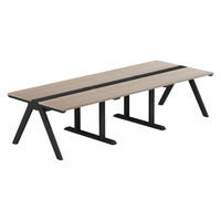 【軒先渡し】LASHデスク ラッシュホールレッグ 幅3000×奥行1200×高さ720mm オーク天板/ブラック脚 1台（直送品）