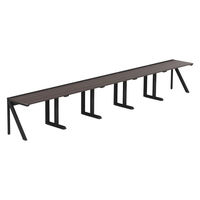 【軒先渡し】LASHデスク ラッシュハーフレッグ 幅5000×奥行600×高さ720mm ダークアッシュ天板/ブラック脚 1台（直送品）