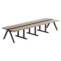 【軒先渡し】LASHデスク ラッシュホールレッグ 幅4000×奥行1200×高さ720mm オーク天板/ブラック脚 1台（直送品）