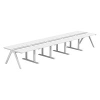 【軒先渡し】LASHデスク ラッシュホールレッグ 幅5000×奥行1200×高さ720mm ホワイト天板/ホワイト脚 1台（直送品）