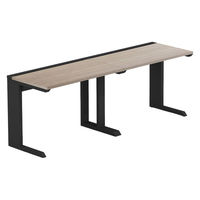 【軒先渡し】LASHデスク ティーレッグハーフ 幅2000×奥行600×高さ720mm オーク天板/ブラック脚 1台（直送品）