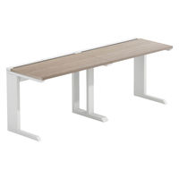 【軒先渡し】LASHデスク ティーレッグハーフ 幅2000×奥行600×高さ720mm オーク天板/ホワイト脚 1台（直送品）