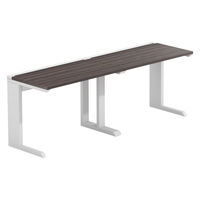 【軒先渡し】LASHデスク ティーレッグハーフ 幅2000×奥行600×高さ720mm ダークアッシュ天板/ホワイト脚 1台（直送品）