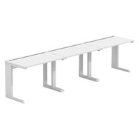 【軒先渡し】LASHデスク ティーレッグハーフ 幅3000×奥行600×高さ720mm ホワイト天板/ホワイト脚 1台（直送品）