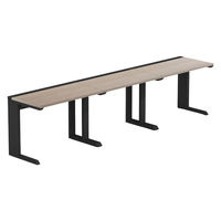 【軒先渡し】LASHデスク ティーレッグハーフ 幅3000×奥行600×高さ720mm オーク天板/ブラック脚 1台（直送品）