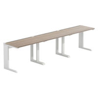 【軒先渡し】LASHデスク ティーレッグハーフ 幅3000×奥行600×高さ720mm オーク天板/ホワイト脚 1台（直送品）