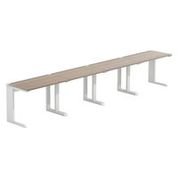 【軒先渡し】LASHデスク ティーレッグハーフ 幅4000×奥行600×高さ720mm オーク天板/ホワイト脚 1台（直送品）