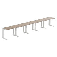 【軒先渡し】LASHデスク ティーレッグハーフ 幅5000×奥行600×高さ720mm オーク天板/ホワイト脚 1台（直送品）