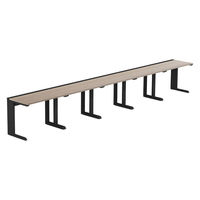 【軒先渡し】LASHデスク ティーレッグハーフ 幅5000×奥行600×高さ720mm オーク天板/ブラック脚 1台（直送品）