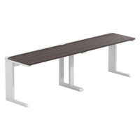 【軒先渡し】LASHデスク ティーレッグハーフ 幅2400×奥行600×高さ720mm ダークアッシュ天板/ホワイト脚 1台（直送品）