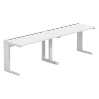 【軒先渡し】LASHデスク ティーレッグハーフ 幅2400×奥行600×高さ720mm ホワイト天板/ホワイト脚 1台（直送品）