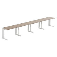 【軒先渡し】LASHデスク ティーレッグハーフ 幅4800×奥行600×高さ720mm オーク天板/ホワイト脚 1台（直送品）