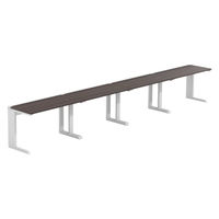 【軒先渡し】LASHデスク ティーレッグハーフ 幅4800×奥行600×高さ720mm ダークアッシュ天板/ホワイト脚 1台（直送品）