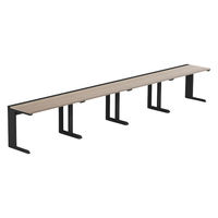 【軒先渡し】LASHデスク ティーレッグハーフ 幅4800×奥行600×高さ720mm オーク天板/ブラック脚 1台（直送品）