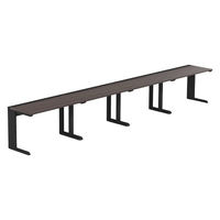 【軒先渡し】LASHデスク ティーレッグハーフ 幅4800×奥行600×高さ720mm ダークアッシュ天板/ブラック脚 1台（直送品）