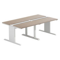 【軒先渡し】LASHデスク ティーレッグホール 幅2000×奥行1200×高さ720mm オーク天板/ホワイト脚 1台（直送品）